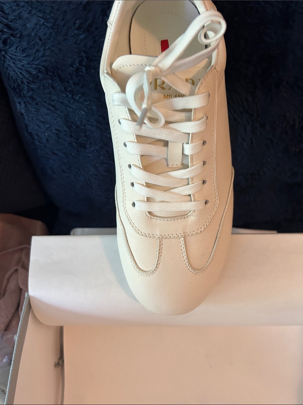 Prada White Casual Sneakers P380 Box Label